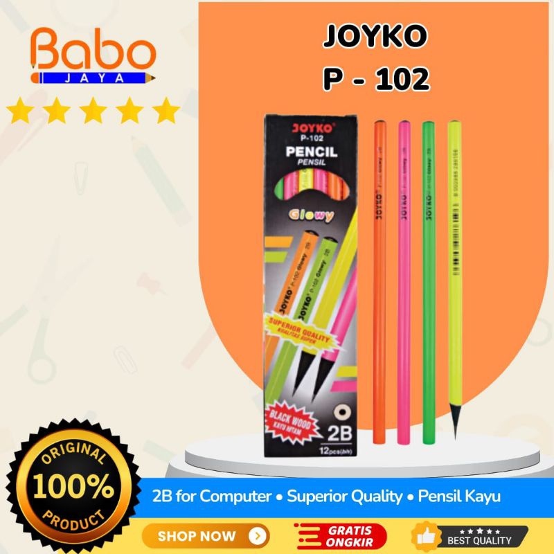 

BABO JAYA PENSIL JOYKO P-102 , PENSIL KAYU 2B / PENSIL STANDART UJI KOMPUTER