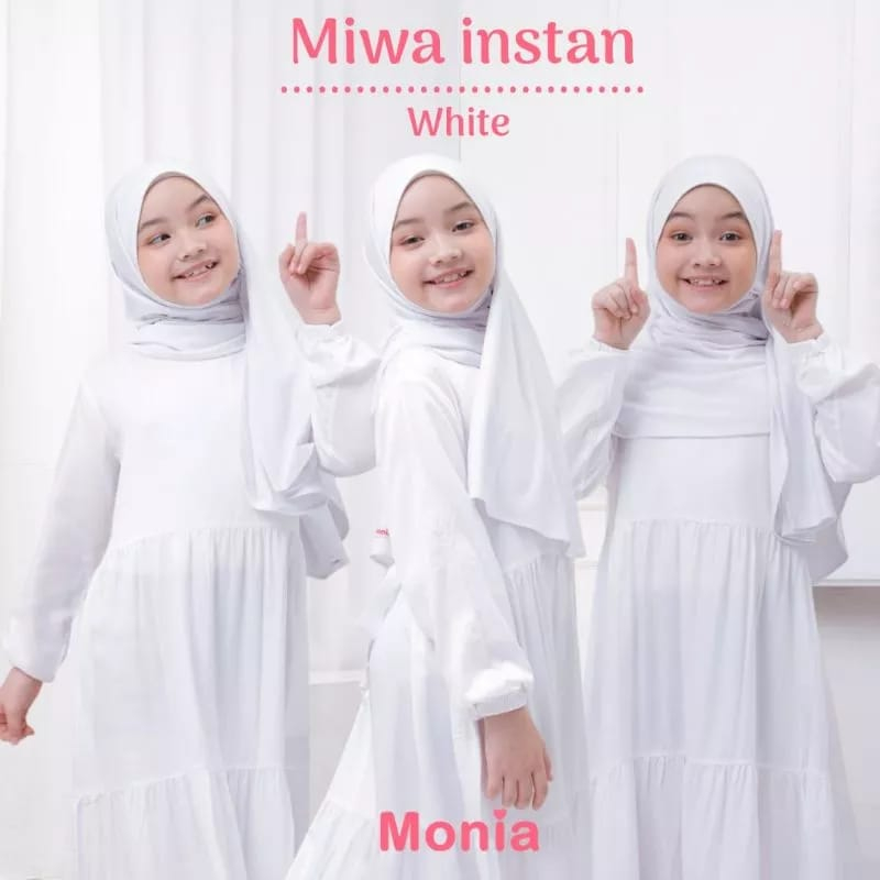 Jilbab pasmina instant Miwa by Monia Hijab bahan jersey premium size M L XL usia 4 tahun - dewasa | pastan anak | kerudung