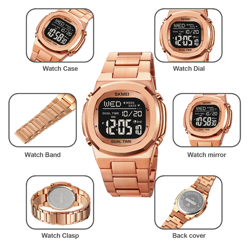 SKMEI 2004 Jam Tangan Pria Digital Tali Stainless Rantai WATCHKITE WKOS