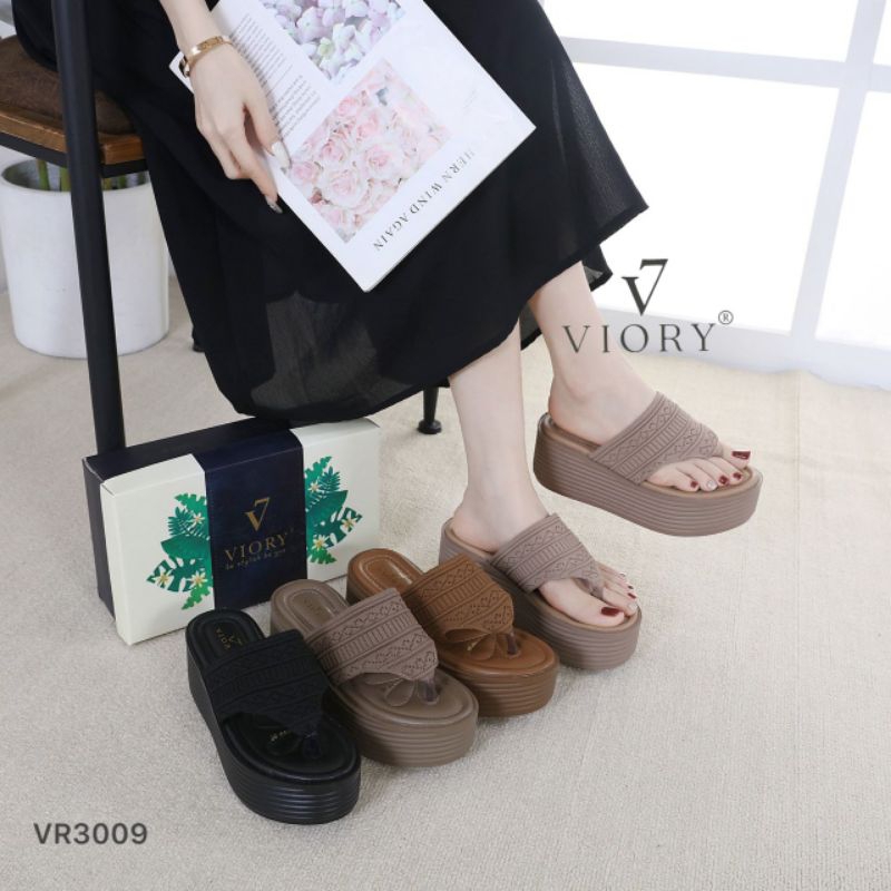 VIORY Wedges Sandals Jepit Shoes #VR3009 ORIGINAL