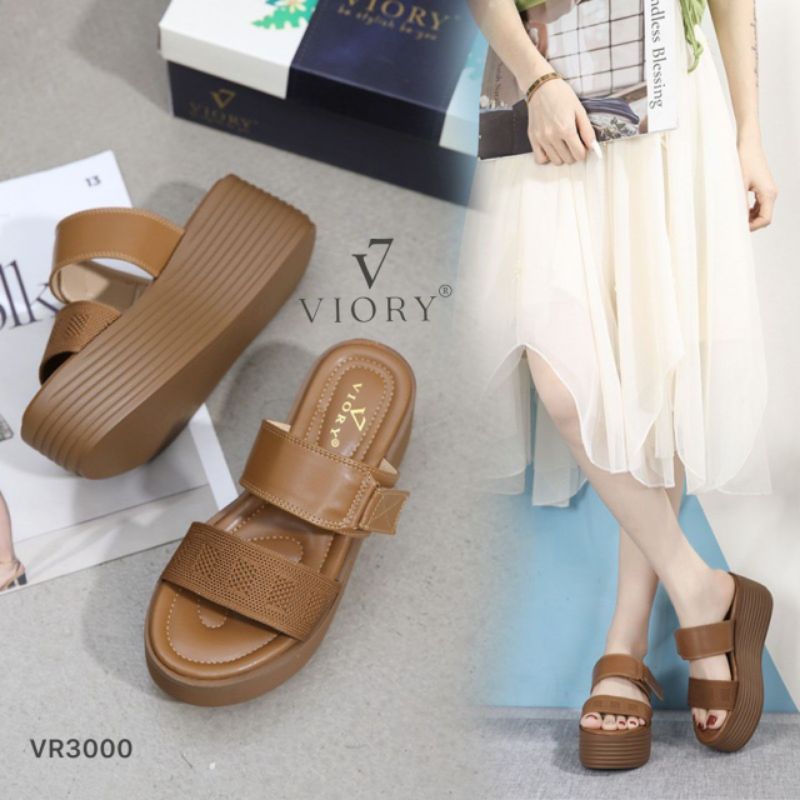 VIORY Wedges Sandals Double Straps Shoes #VR3000 ORIGINAL