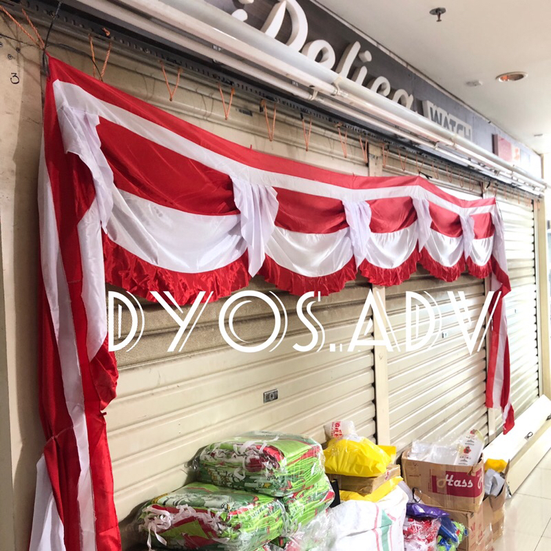 Bendera background merah putih motif Vitrase