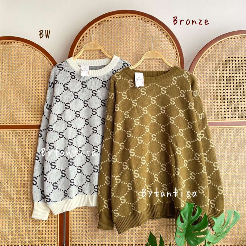 Bytantisa - Sweater Rajut Oversize Syakila Motif S