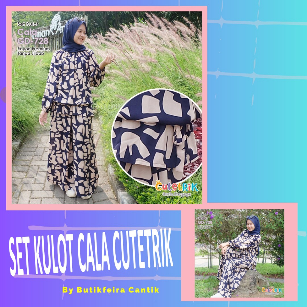 Baju setelan kulot anak cutetrik bahan katun rayon terbaru usia remaja 13-14 tahun - Cala