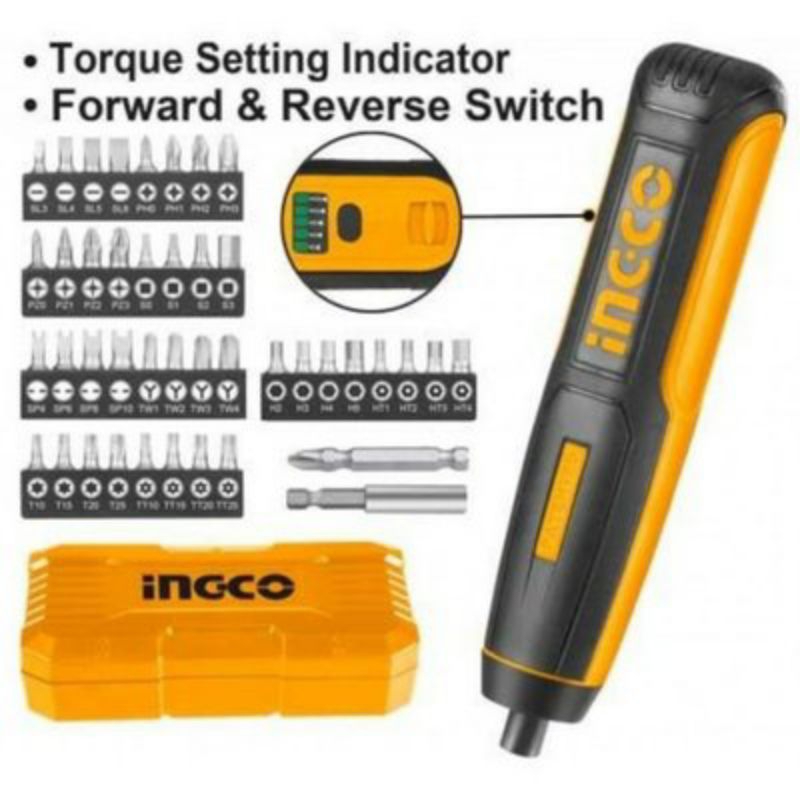 Cordless Screwdriver INGCO CSDLI0403 4V Mesin Bor Obeng Sekrup Baterai Cas Mini Elektrik Charge Elec