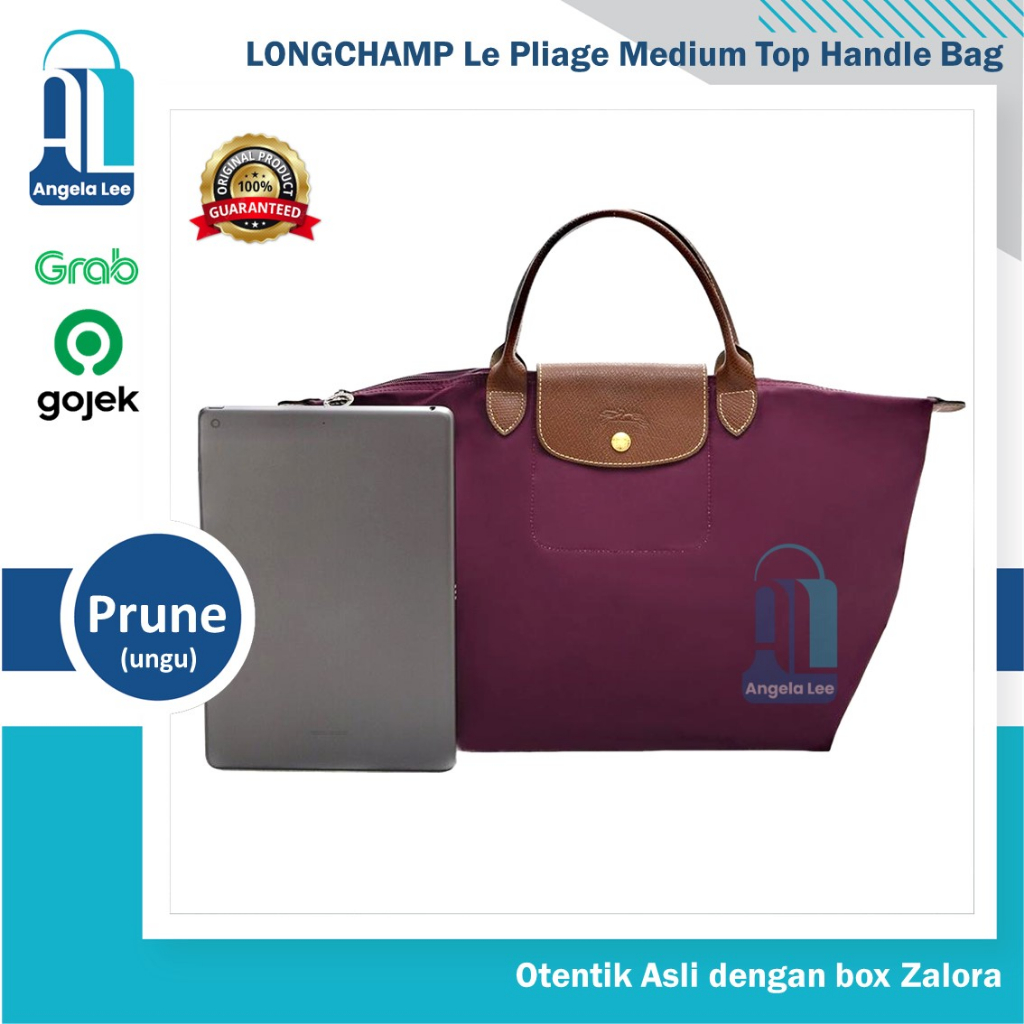 Longchamp Le Pliage Medium Top Handle Bag Prune Tas Wanita Ungu Tua