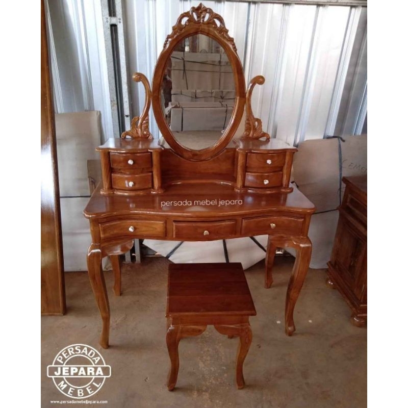Meja rias kartini lengkung / Meja rias jati / Meja rias ukir jati jepara / Meja rias kartini