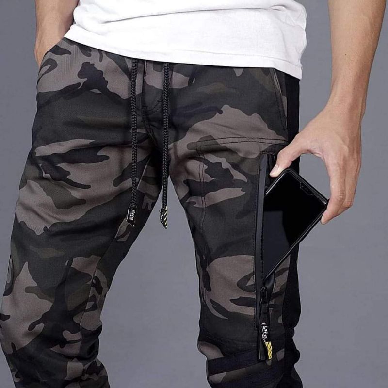 Celana jogger pria camo loreng army