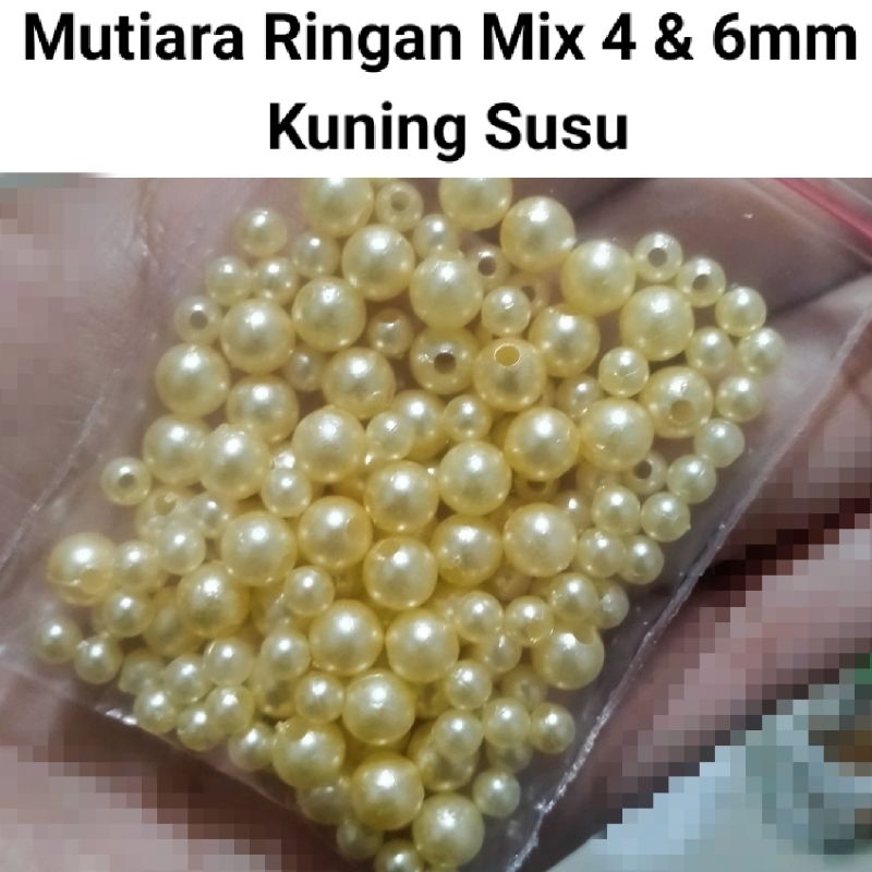 Mote Mutiara Ringan Mix Ukuran 4 &amp; 6mm - isi 10gram