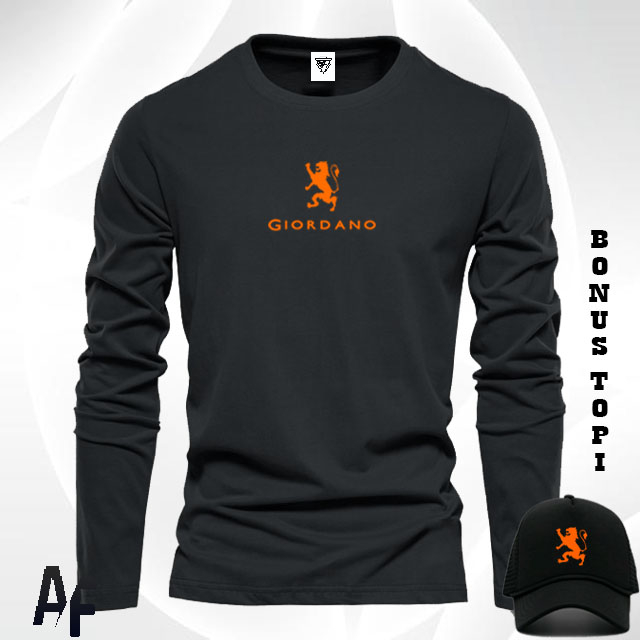 Gratis Topi.. Promo Kaos Keren Lengan Panjang Gordano Oren / Kaos pria & Wanita / Kaos premium / Kao