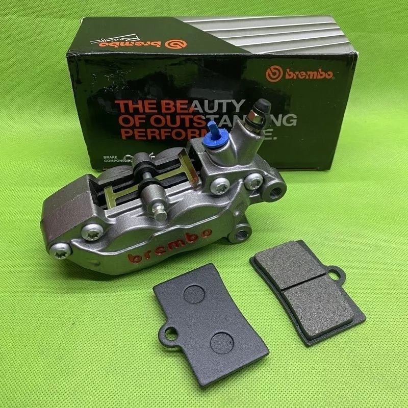 Kaliper Monoblok Kaliper Bremb Depan kanan 4 piston Axial big Pot bubet Grey Import Universal