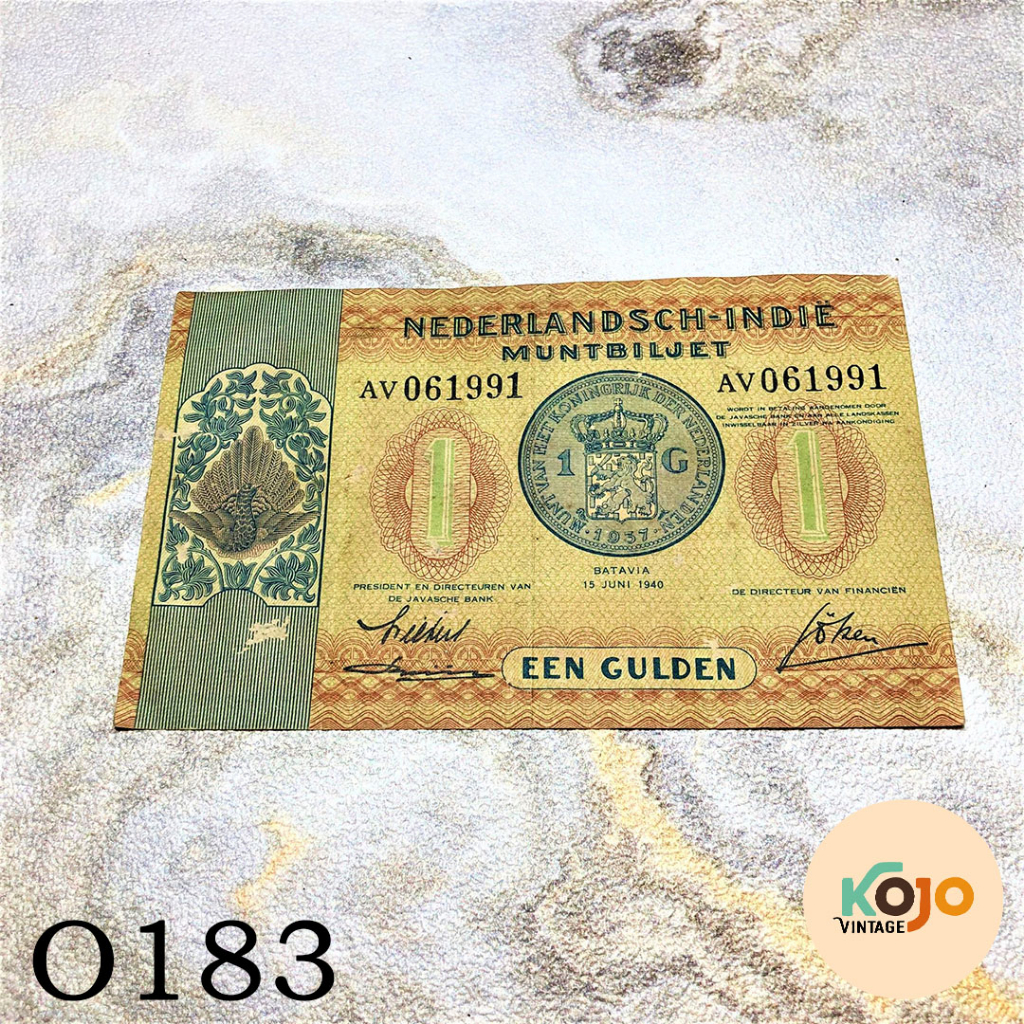 Uang Kertas Kuno 1 Gulden Muntbitjet Tahun 1940 ORI (Original) Antik Kuno Langka