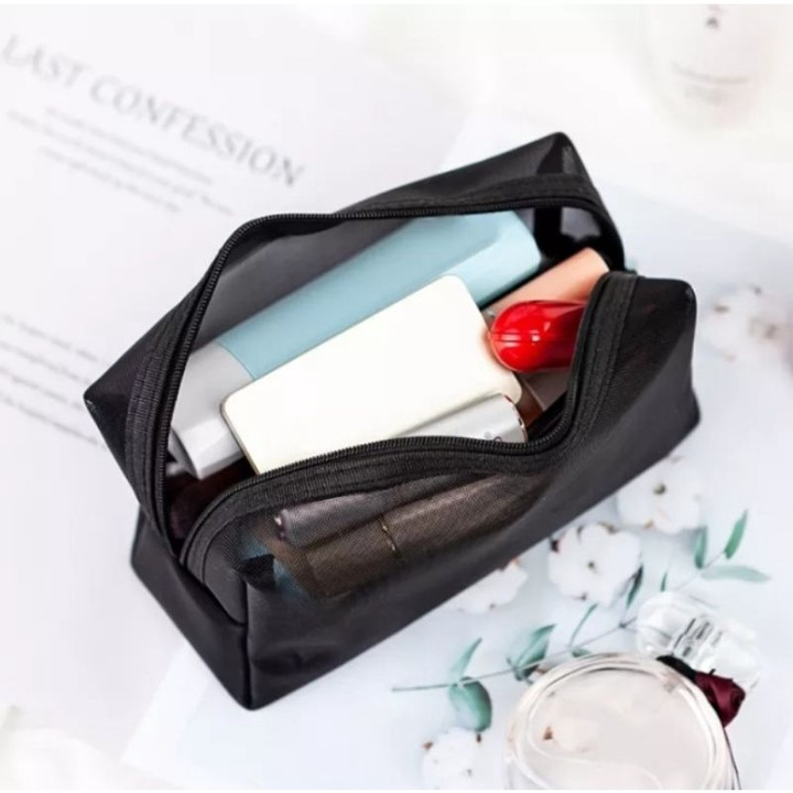 Tas Kosmetik Make Up Jaring Transparan Travel Wash Bag Pouch Makeup