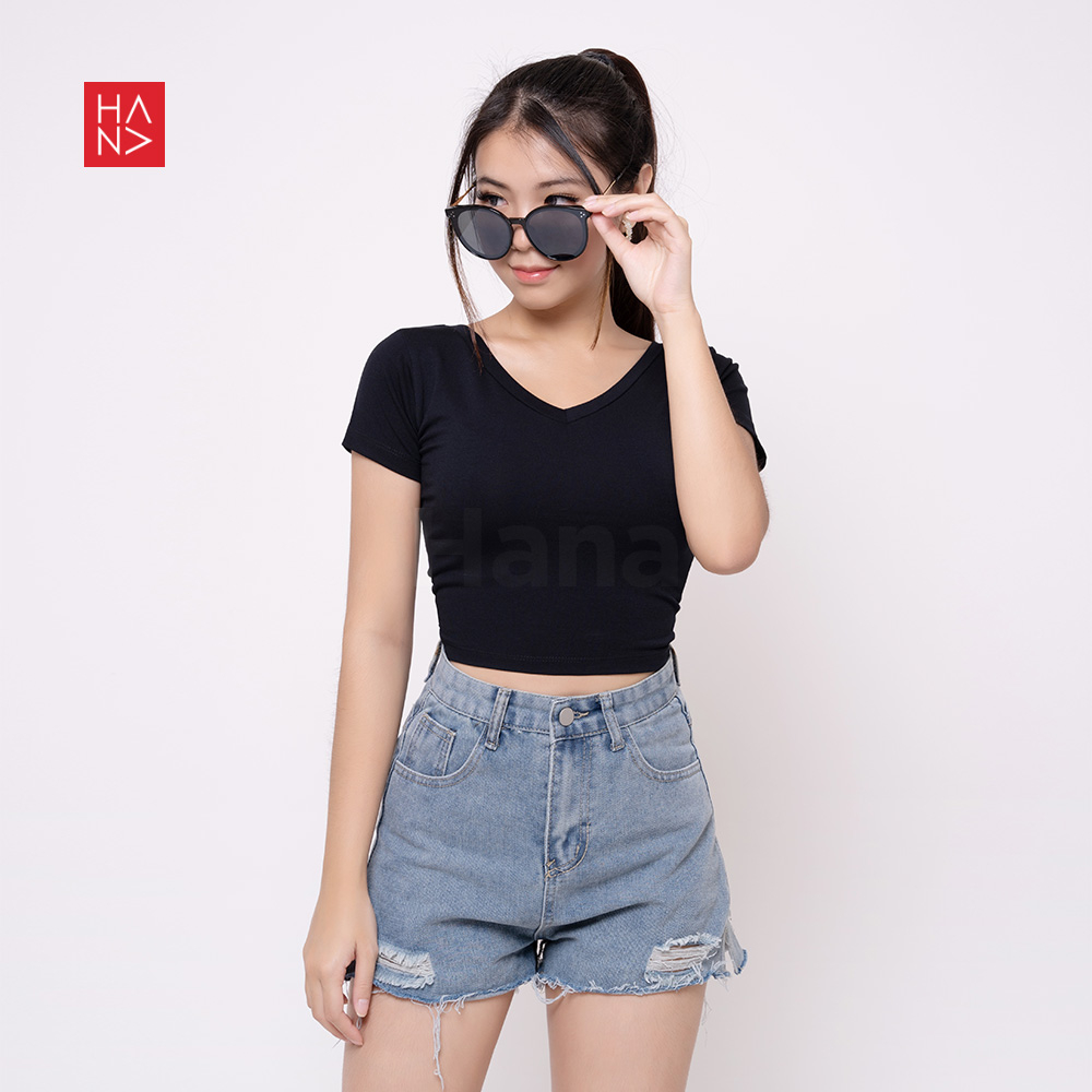 Hana Fashion - Keisha T-Shirt Crop Tee Polos Wanita - CT134