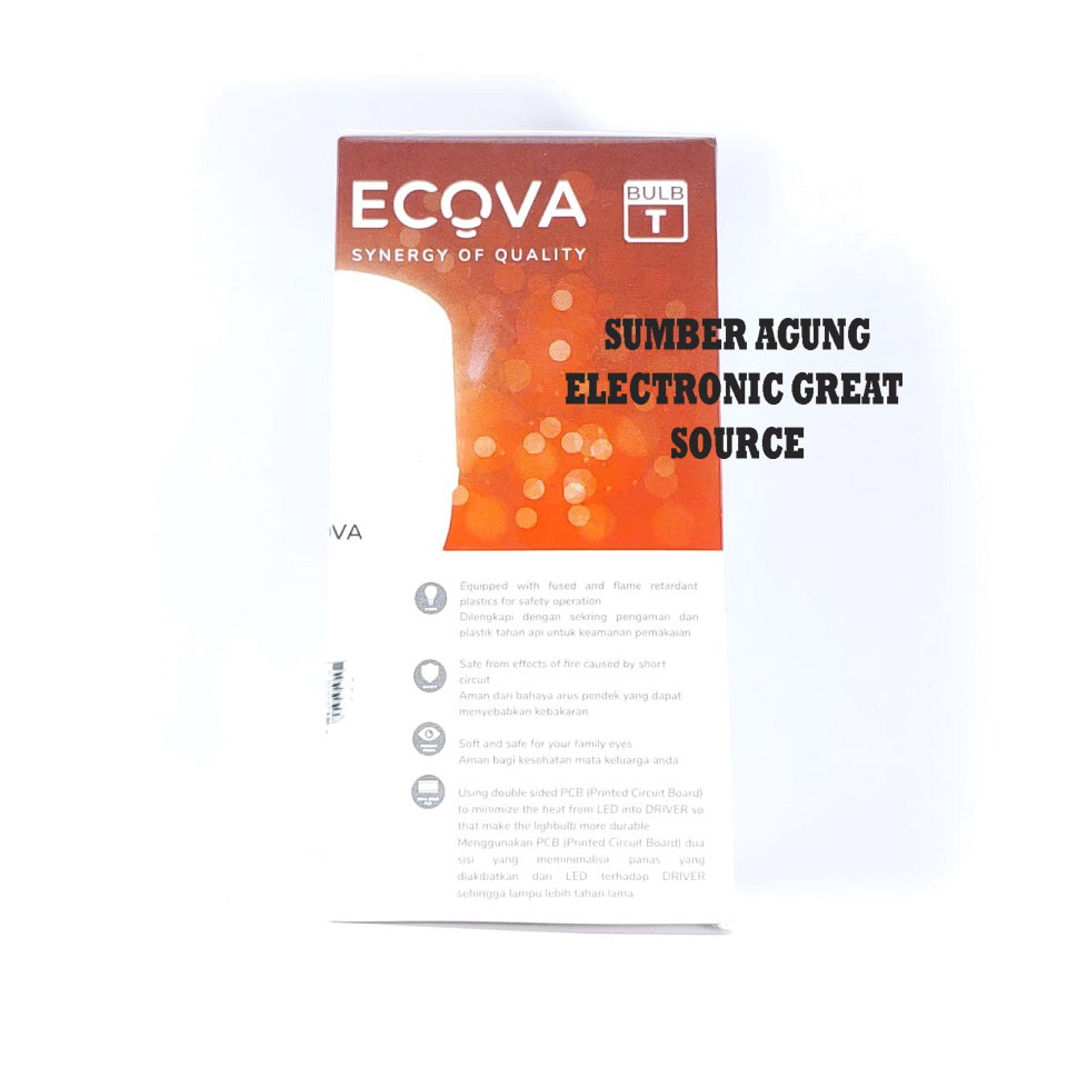 Ecova Bulb T 10W 10 Watt LED Tabung Kapsul 1200Lumens Terang Putih Cool Daylight