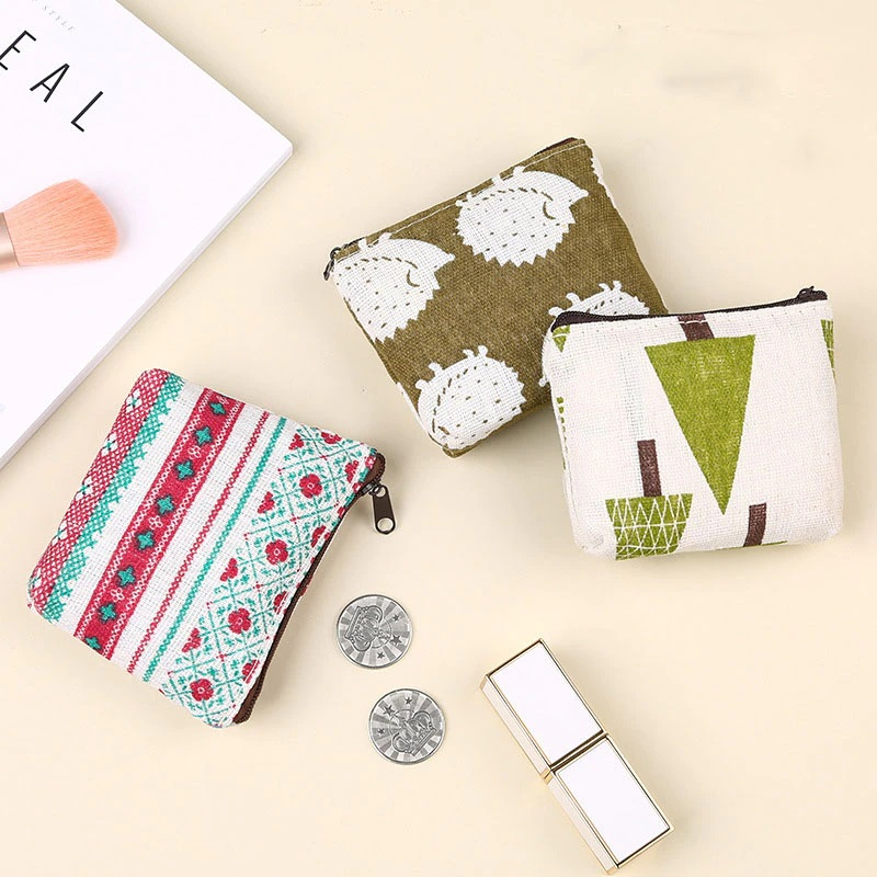 T&amp;Y Dompet Koin Mini Canvas Motif Lucu Dompet Perhiasan Headset Multifungsi Dompet Serbaguna Sleting Bermotif Souvenir Pernikahan Tempat Koin Murah Import