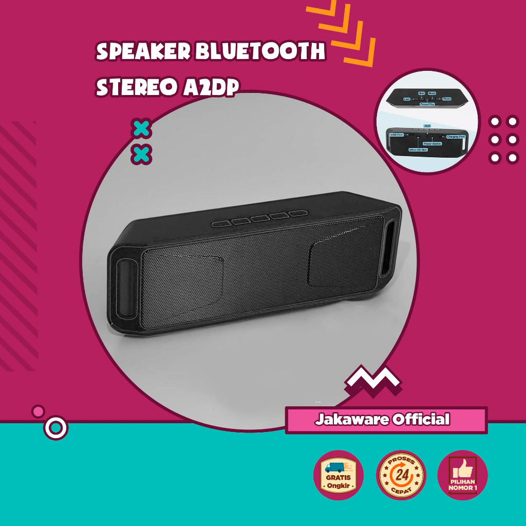 SPEAKER BLUETOOTH STEREO A2DP POWER BASS TREBLE BAS HP SMARTPHONE PORTABLE PORTABEL SPEKER SPIKER AK