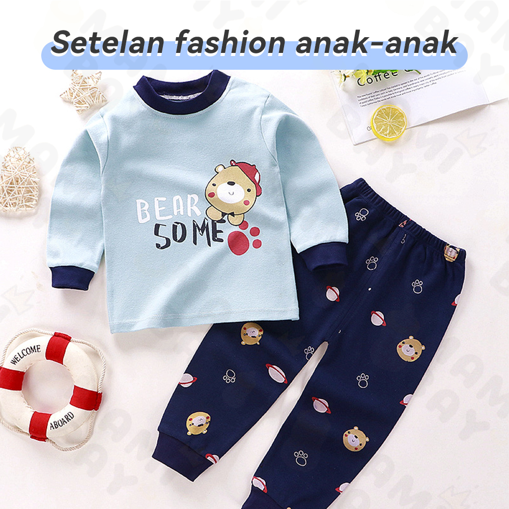 Mamibayi Baju Tidur Anak Lembut Piyama Lengan Panjang Anak Bayi Import