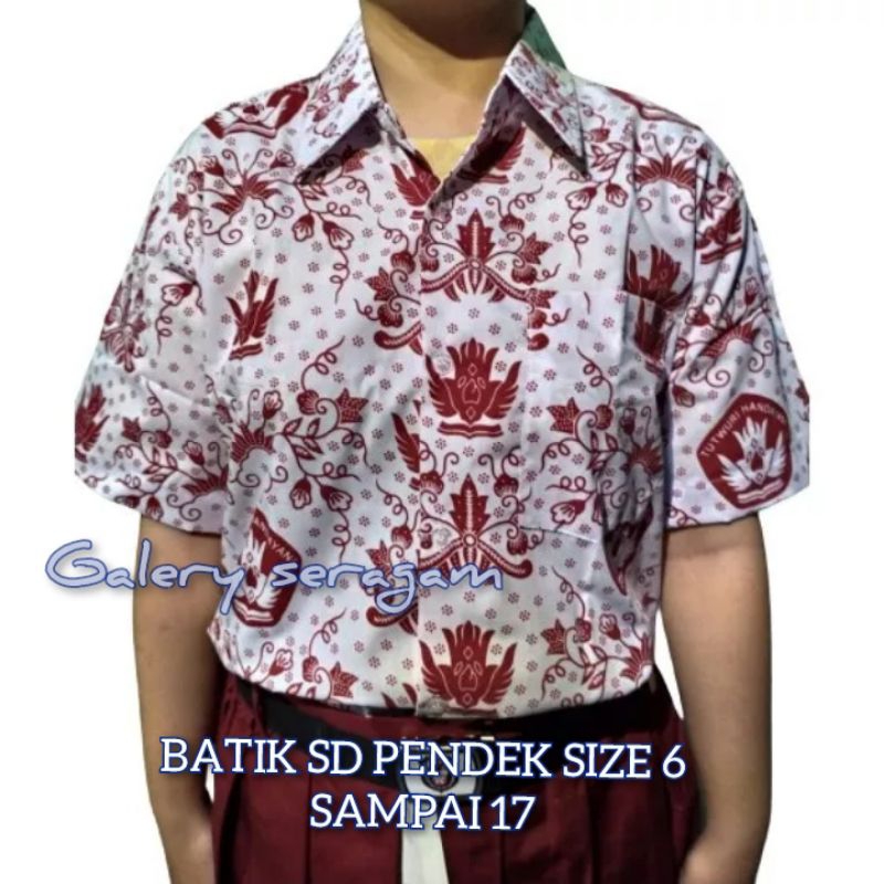 Baju/kemeja batik SD Pendek/seragam sekolah batik pendek size 6-17/batik sekoah SD