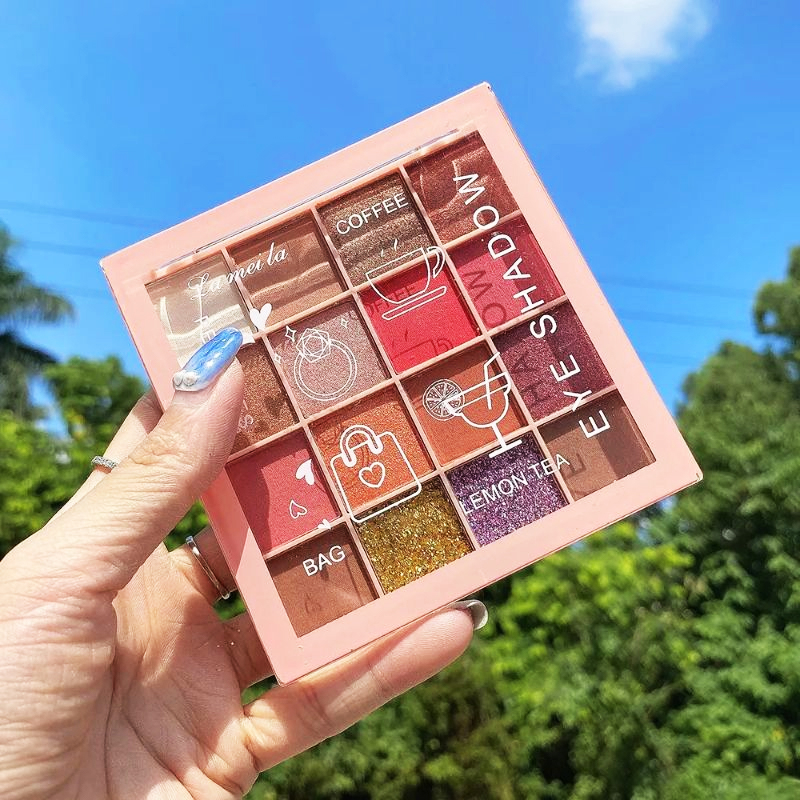 Lameila 3043 Eyeshadow Palette 16 Warna Gliter Waterproof Tahan Lama