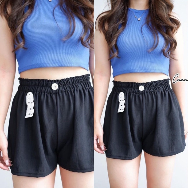 Celana Hotpants Wanita Crinkle Airflow Celana Pendek Kancing