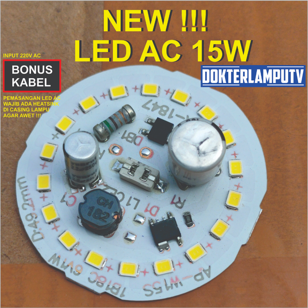 LED AC 15W DOB 220V UNTUK SERVIS LAMPU LED DIY PROJEC OROYEKTOR