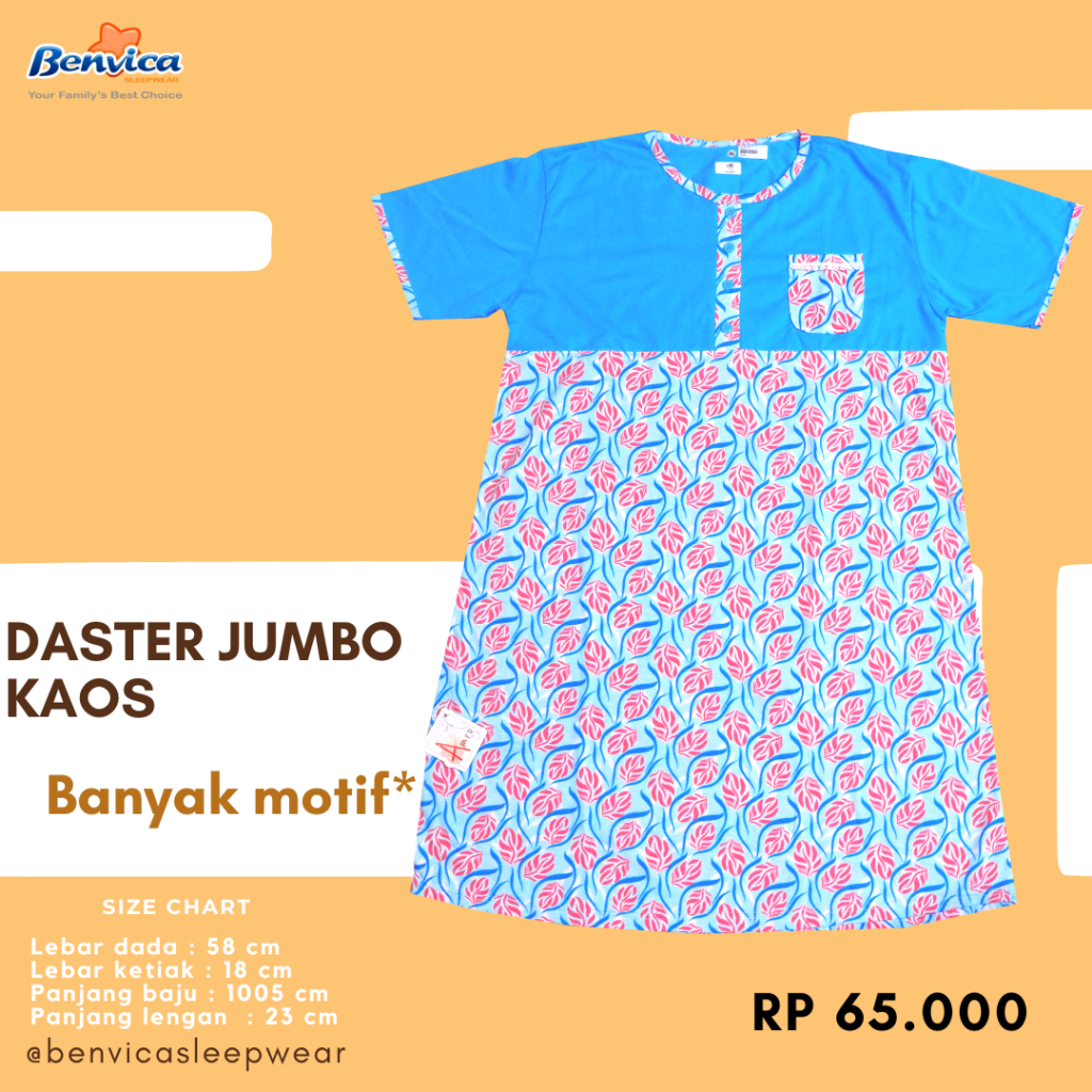 BAJU TIDUR DASTER JUMBO KAOS LEMBUT ADEM BANYAK MOTIF AMRO