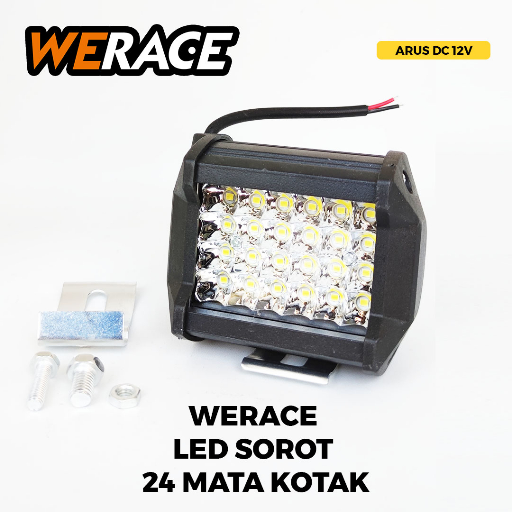 [WERACE] LAMPU LED SOROT 24 MATA KOTAK 24WATT 12VOLT MOTOR MOBIL SUPERTERANG COCOK BUAT LINTAS KOTA