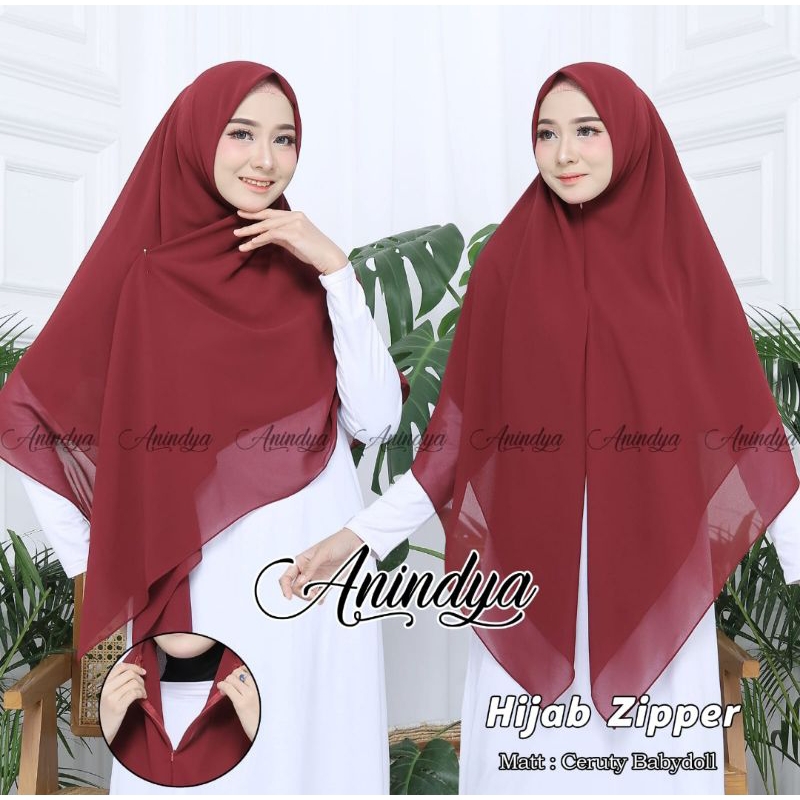 Hijab Instan Segitiga Zipper Resleting Ceruty Babydoll   /Hijab Segiempat Jumbo Instan Zipper 130X13