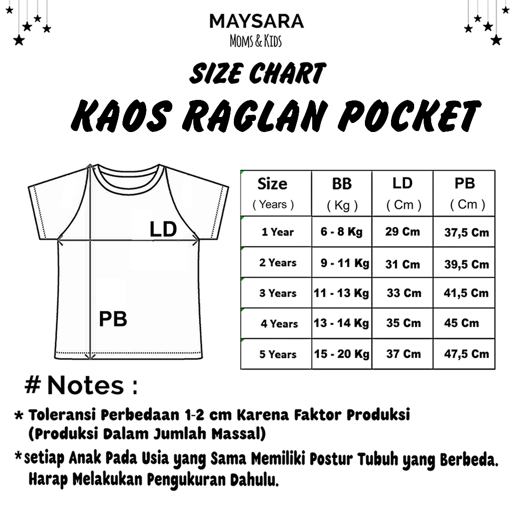 Kaos Anak Raglan Baju Anak Laki Perempuan 1 2 3 4 5 Tahun Vol2