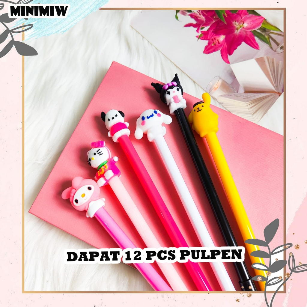 &quot;SELUSIN PULPEN GEL SANRIO ISI 12 PCS PEN BOLPEN KARAKTER PENA DISNEY COD TERMURAH kitty keropi  purin melody stationery alat tulis kantor sekolah kado unik BY MINIMIW&quot;