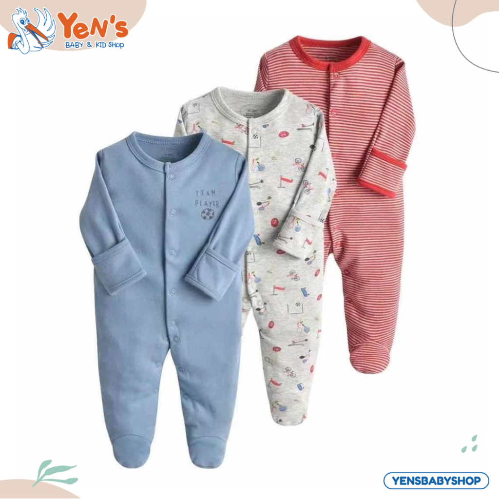 MemoryLife Basic Series - Boy Sleepsuit 3 in 1 / Setelan Bayi Laki-Laki / Piyama Bayi 0 Bulan - 12 Bulan