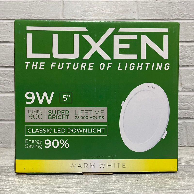 LUXEN CLASSIC DOWNLIGHT LED PANEL 9W INBOW IB BULAT TANAM DALAM PLAFON PUTIH COOL DAYLIGHT 6500K KUNING WARM WHITE 3000K NATURAL SEMU 4000K BERGARANSI 1 TAHUN BAGUS KUALITAS TERJAMIN