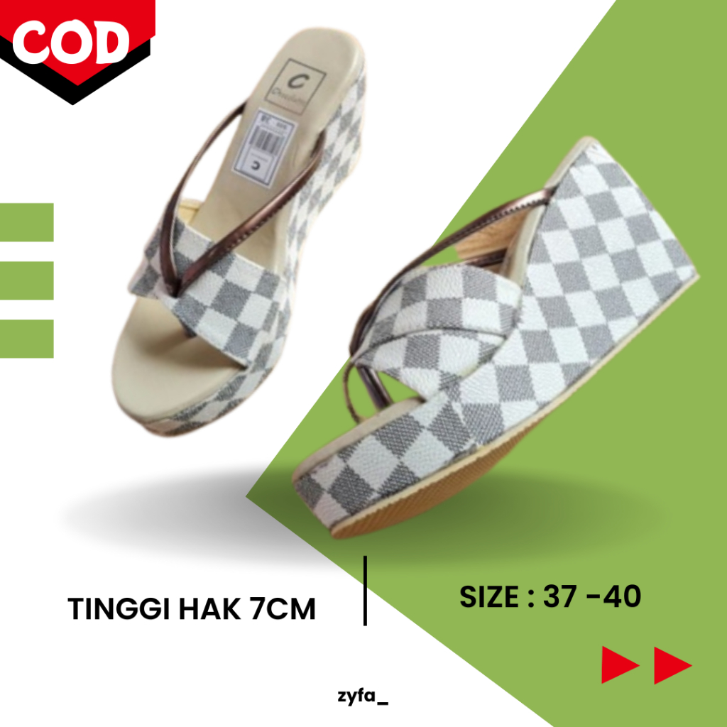 NAGITA Sandal Wanita Wedges Jepit Tinggi 7cm Size 36 - 40 Casual Sendal Cewek Platform 37 38 39 untu