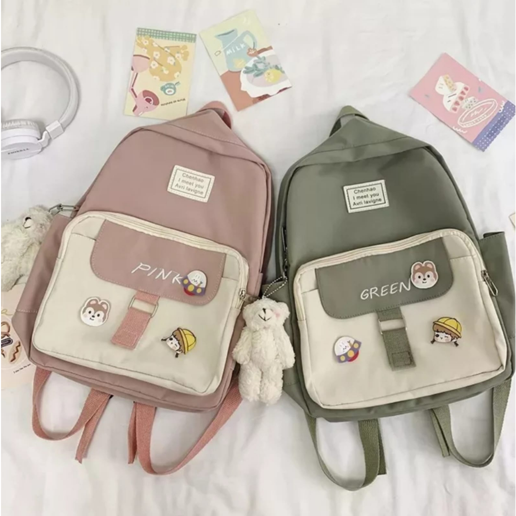 Tokoagung Tas beruang tedy bear bulu lucu imut gemoy Ransel Wanita Baru Boneka Mewah Ransel Kasual Tas Kepribadian Kartun Beruang Tas