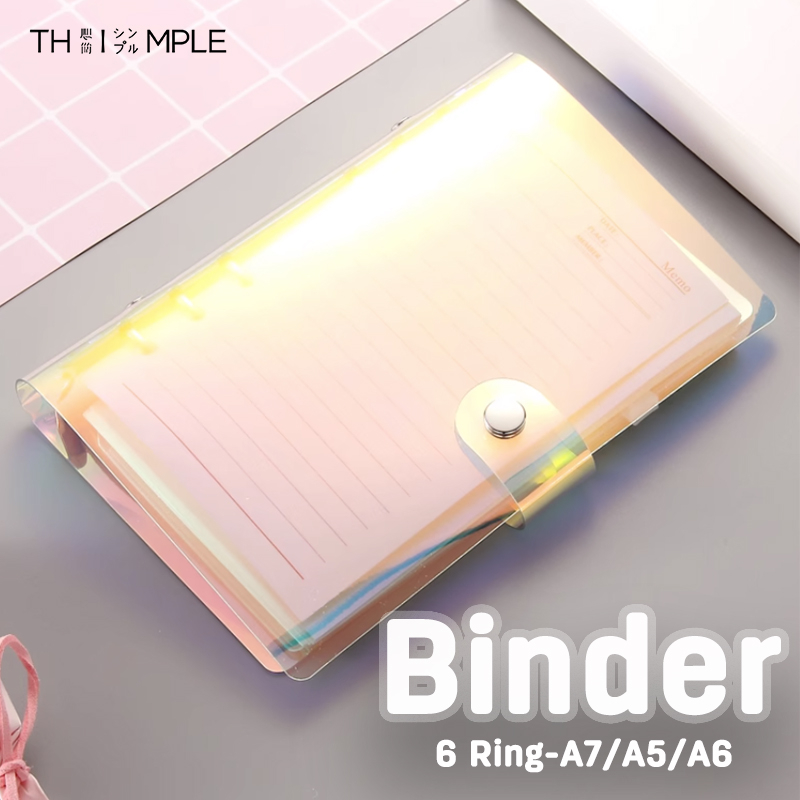 

A7/A6 /A5 Binder 6 ring transparan Soft PVC Notebook Binder Cover Planner 6-Ring Loose-Leaf Folder-THIMPLE