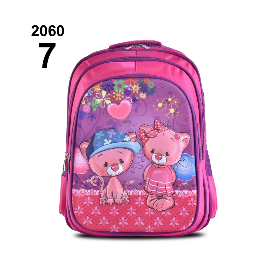 ( DHB )Tas Anak Cartoon Embos Import  Cewe Cowo TK - SD  2060 - 16 Full Embos Timbul  /  Free Kaos Kaki