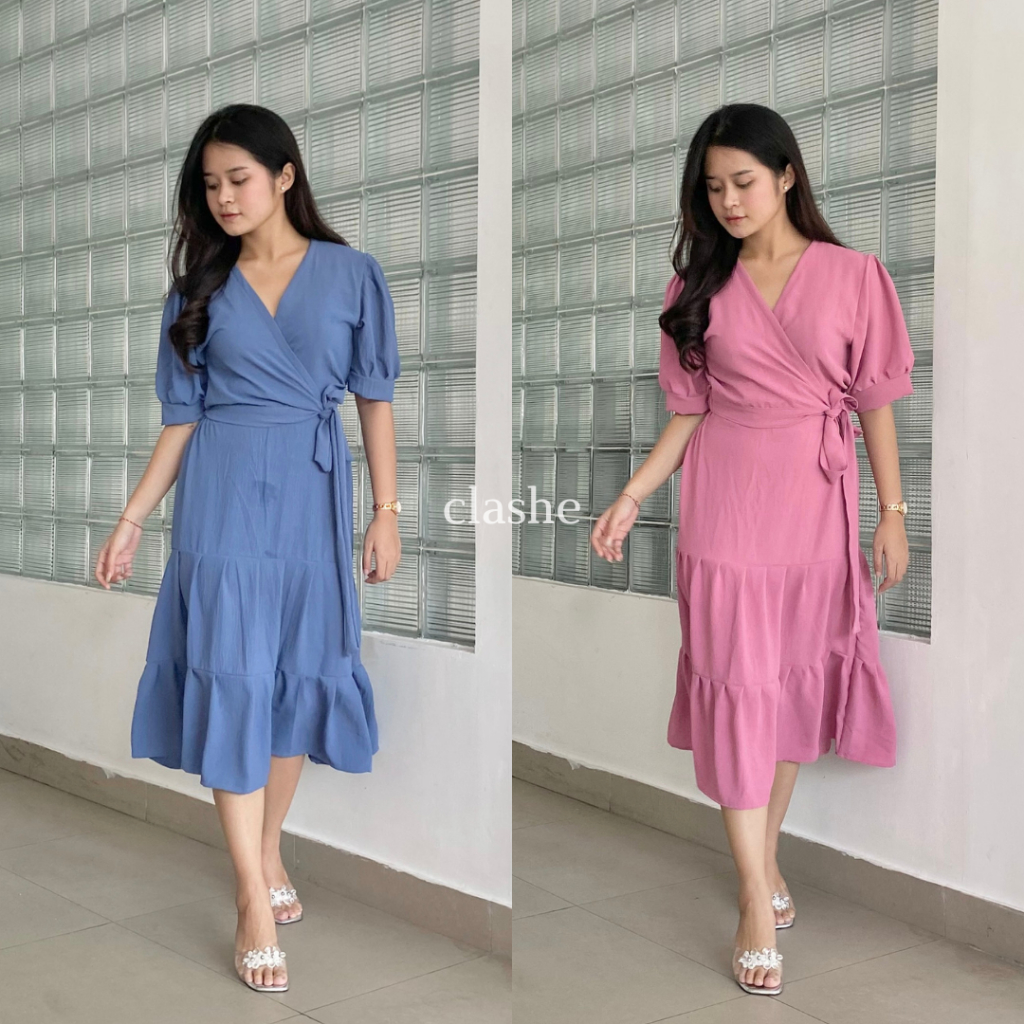 Setelan Wanita Atasan Blouse Lengan Pendek Dan Rok Crinkle Airflow Anti Lecek Korean Style Kekinian Terbaru Ootd Claire Set by Clashe