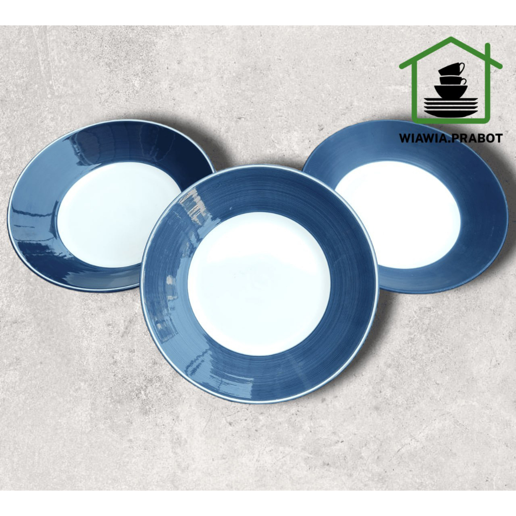 Wiawia.Prabot piring keramik cekung biru navy piring pasta john lewis 9inc