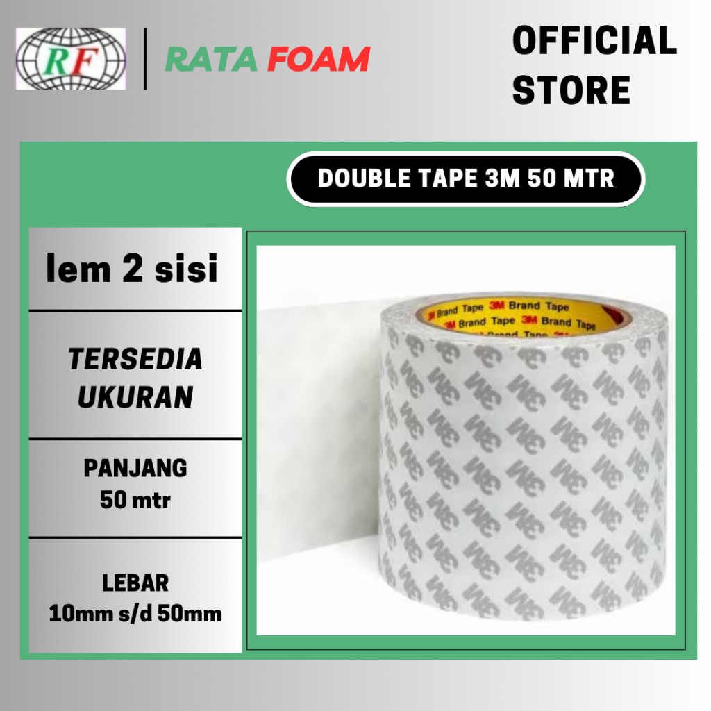 Double Tape 3M 9075i Panjang 50 Mtr dengan lem dua sisi