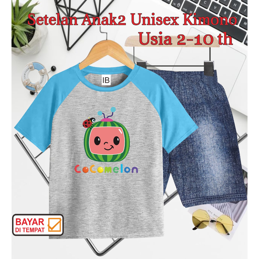 ((IB))SETELAN ANAK2 UNISEX KIMONO SEMI JEANS/COCO MELON DIGITAL SABLON