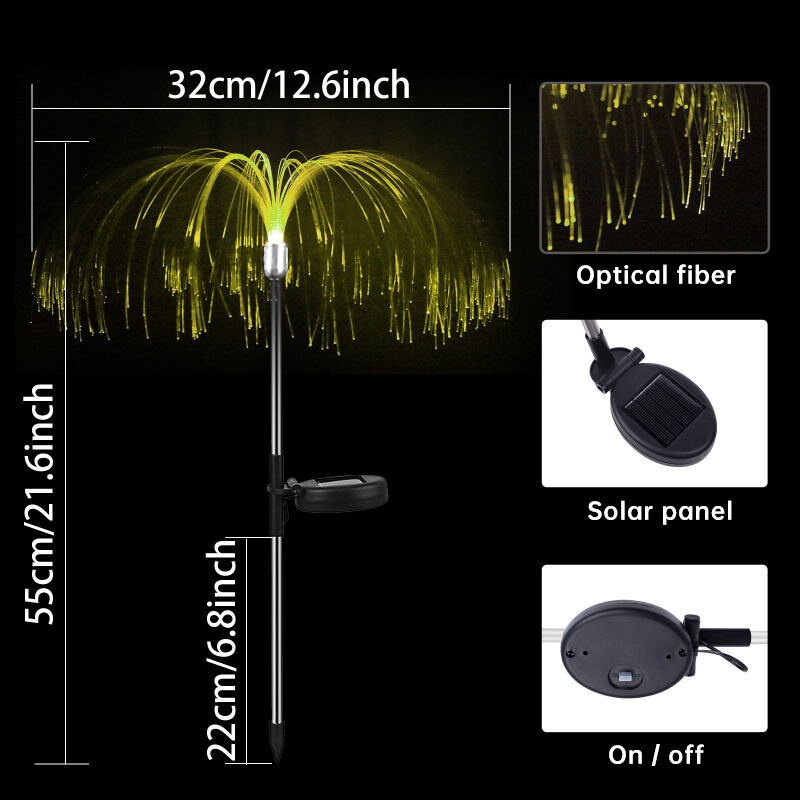 Lampu Taman LED Solar Berubah 7 Warna Tahan Air Lampu Kembang Api / Lampu Solar Outdoor Bunga Solar Jellyfish Light