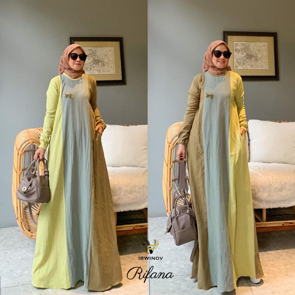 T693 RIFANNA DRESS GAMIS WANITA MUSLIMAH KEKINIAN VIRAL ORIGINAL REAL PICT GOOD QUALITY MEWAH TERMUR