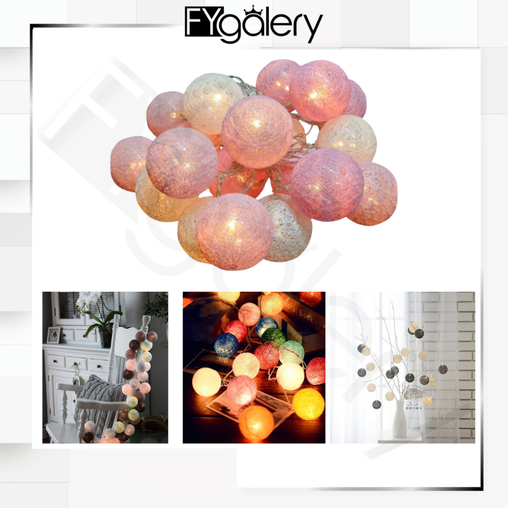 FYGALERY Lampu Bola Cotton Ball Light Lampion Benang Gantung Tumblr Light Murah