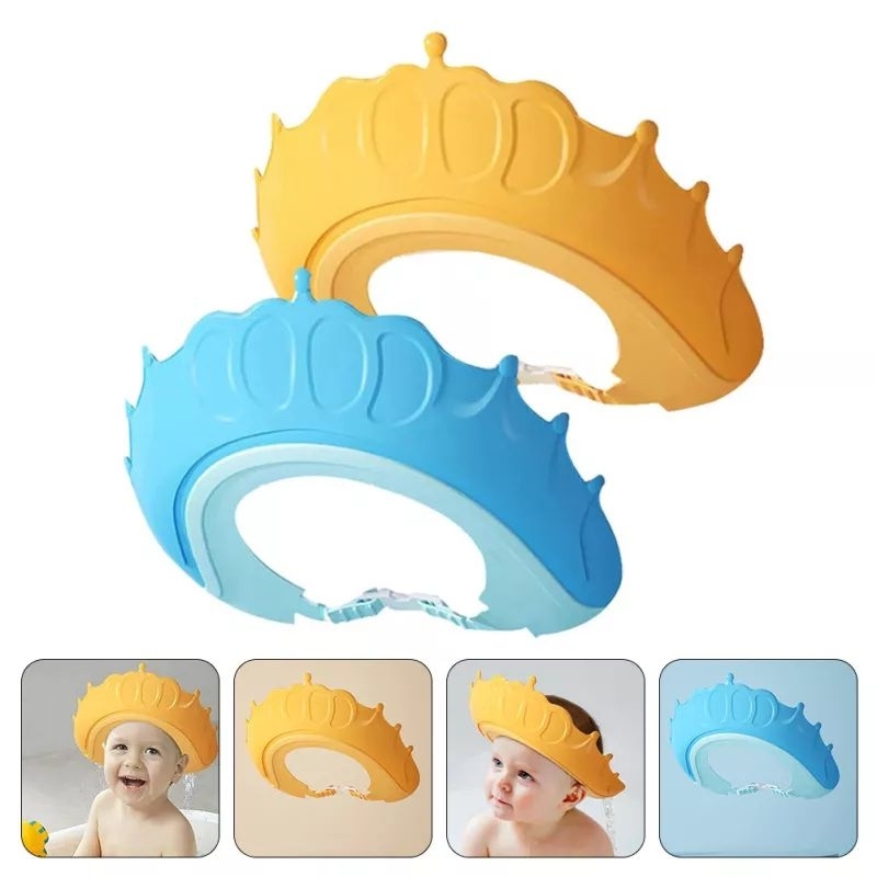 Topi keramas anak ada penutup telinga dan kancing / shower cap kids