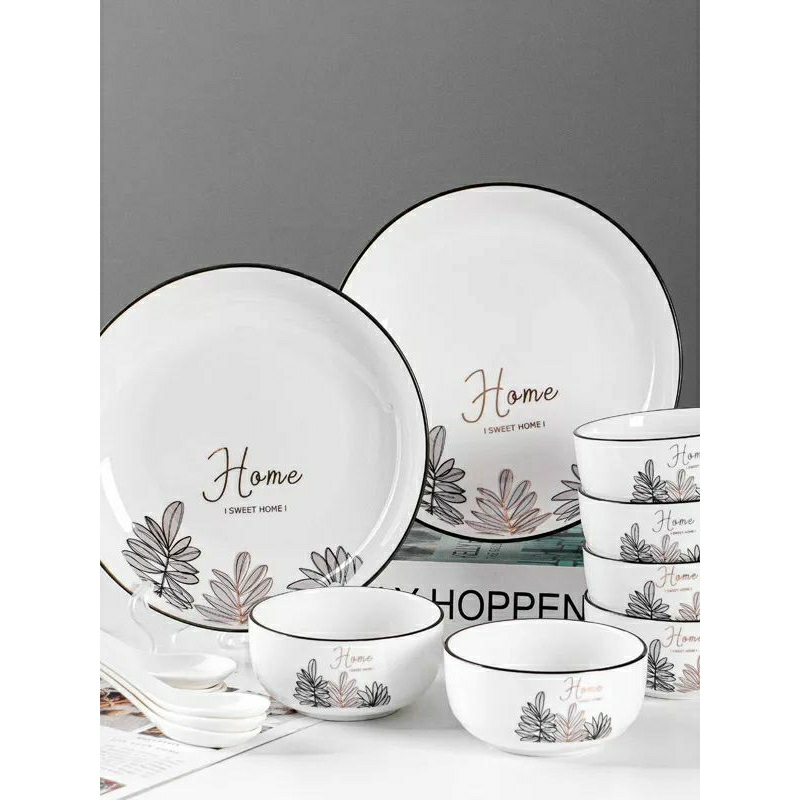 ceramic tableware set-piring mangkok sendok keramik sumpit hampers kado peralatan