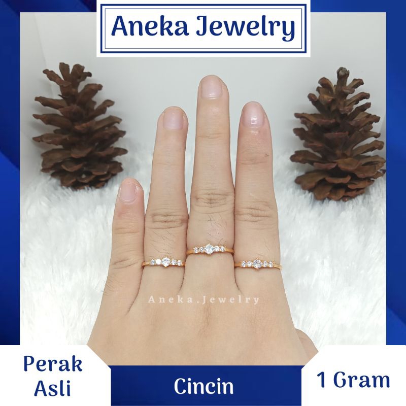 Cincin 5 Permata Full Mata, Perak 925