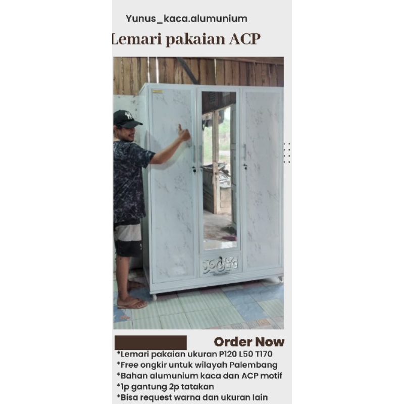LEMARI PAKAIAN ALUMUNIUM ACP LEMARI BAJU HANYA PALEMBANG