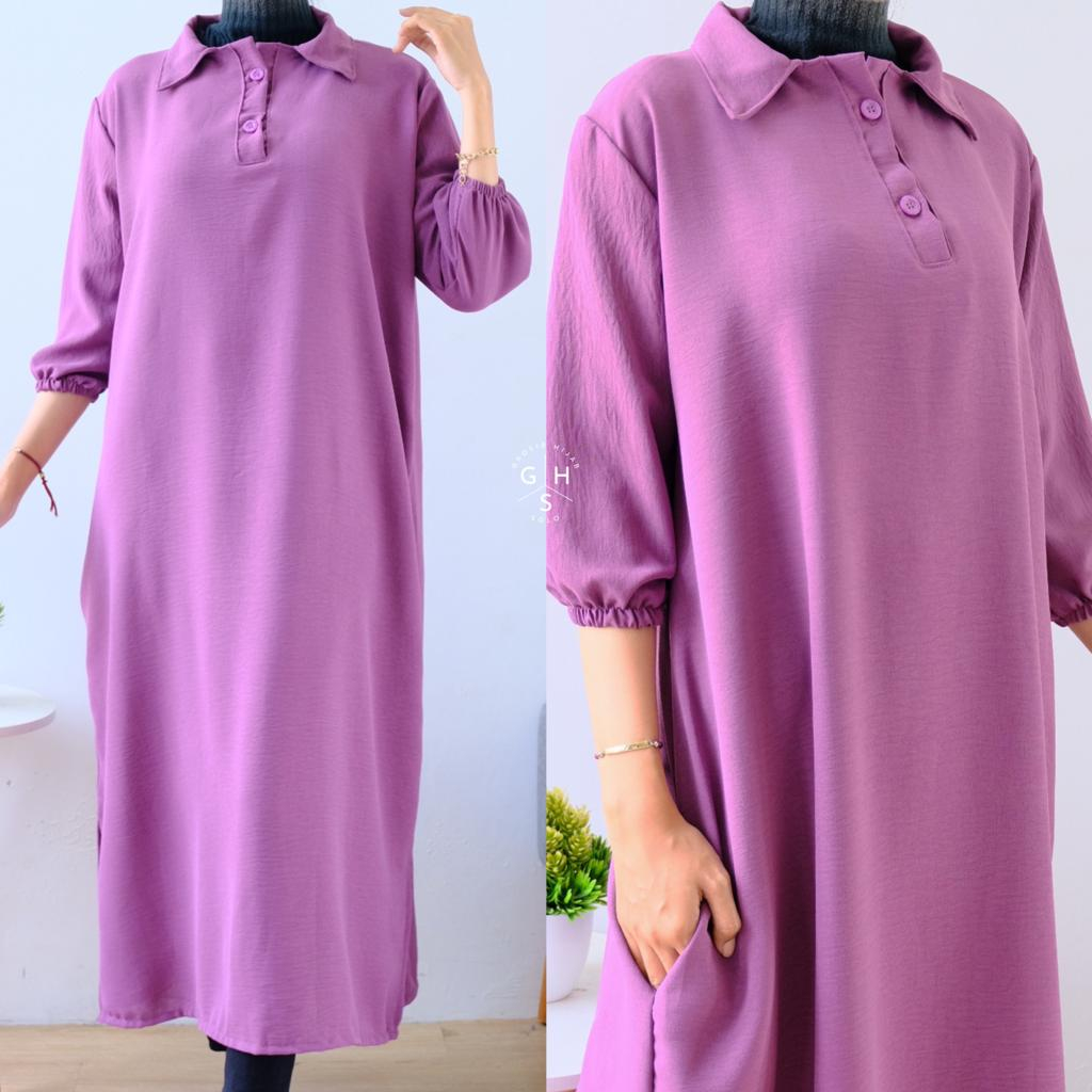 JOVANKA TUNIK MIDI LENGAN 3/4 DRESS BELAH WANITA ATASAN WANITA CRINCLE AIRFLOW PREMIUM (KJI)