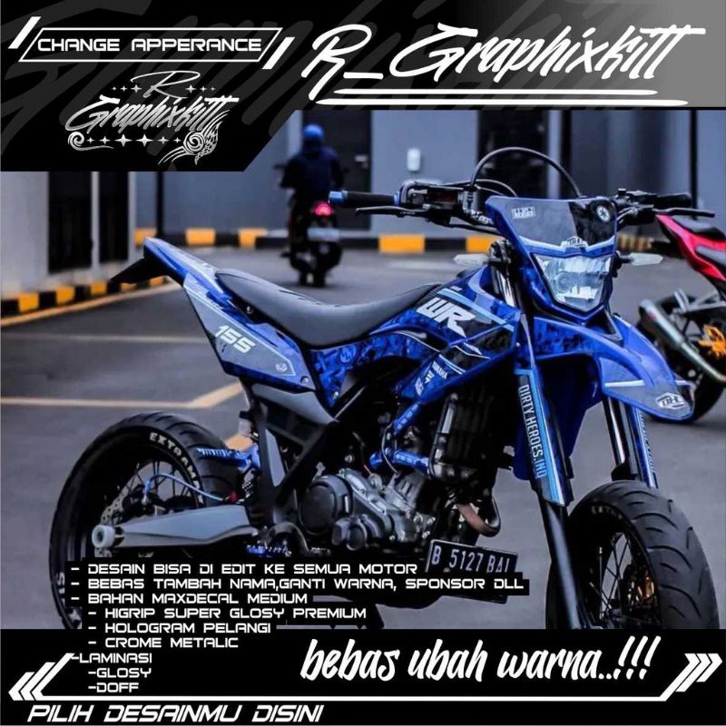 DECAL STICKER YAMAHA WR 155R BIRU HITAM